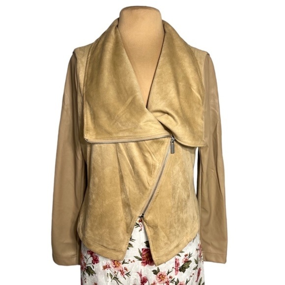 Bagatelle tan faux suede moto jacket size L - Picture 3 of 9